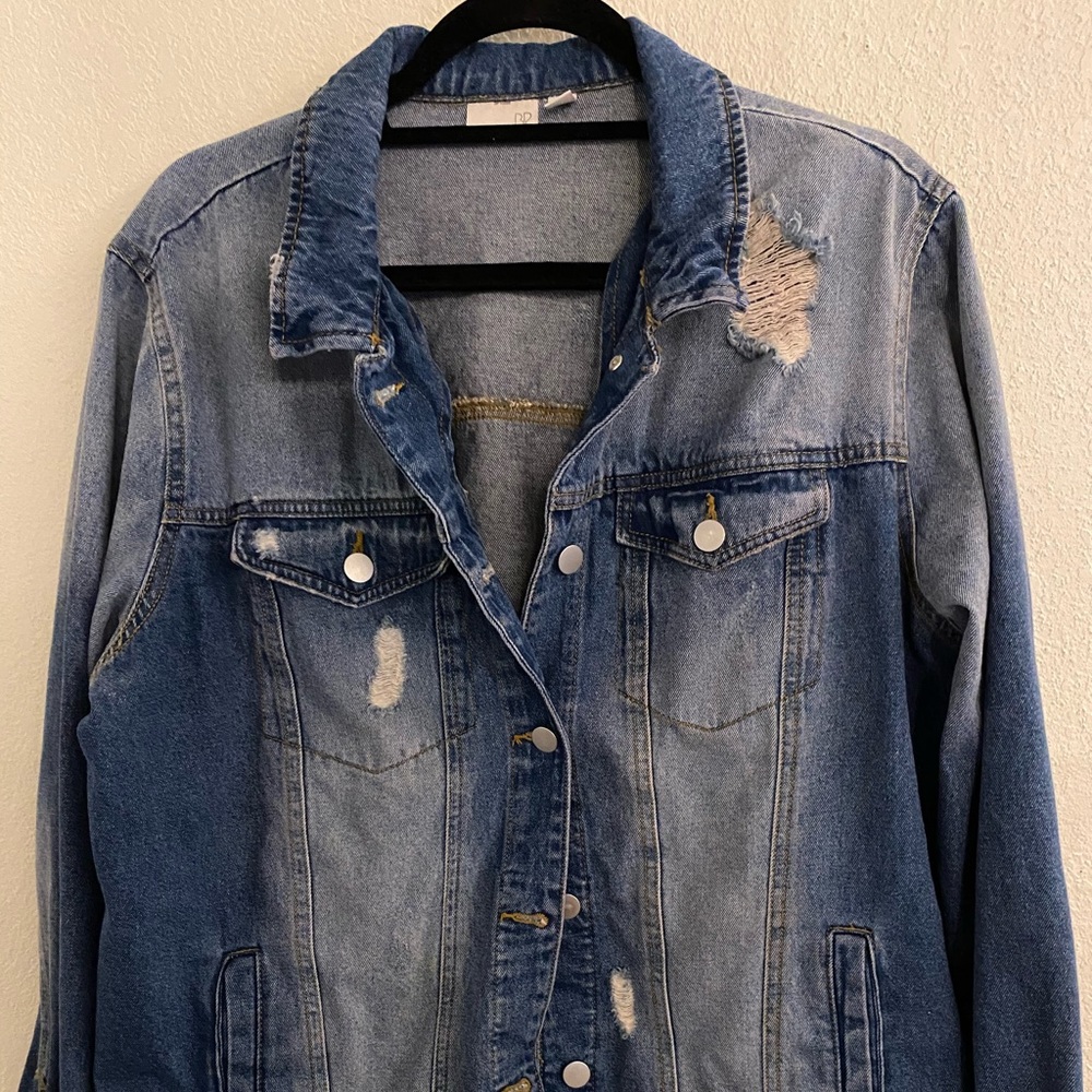 Oversized Distressed Denim Jacket